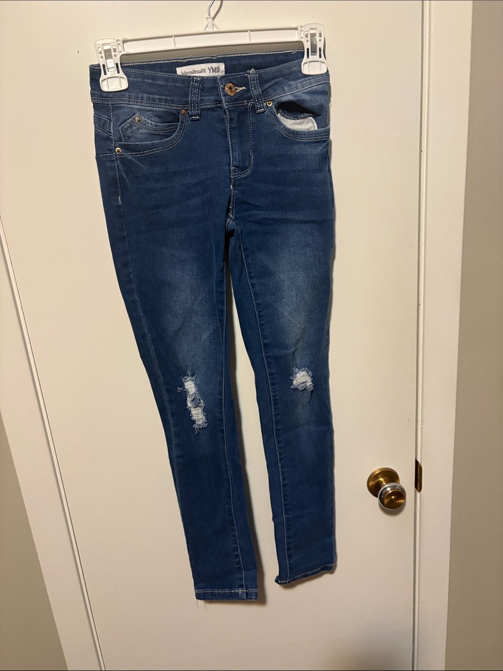 YMI Girls Dark Blue Distressed Skinny Jeans
